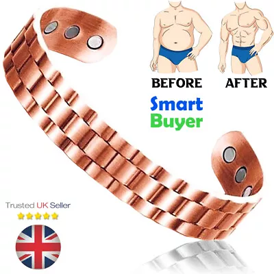 Mens Copper Magnetic Healing Bangle Carpal Tunnel Bracelet Arthritis Pain Relief • £6.49