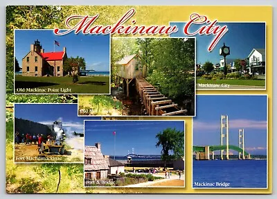 Postcard Mackinaw City Multiview Mackinac Island Michigan Tourist Locations • $4.99