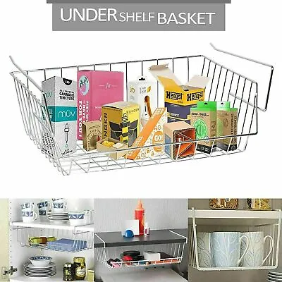 2pcs Large Under Shelf Storage Basket Rack Kitchen Heavy Duty Cupboard Organiser • £13.94