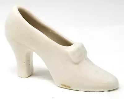 Fashion Heel Bow Shoe Figurine Plain White Style Ceramic Vintage • $11.95