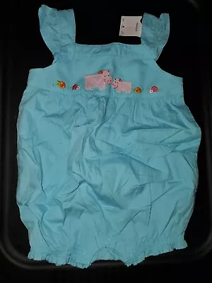 New Gymboree 6 / 12 Month BLUE Bubble HAPPY HIPPOS Romper 1 Pc Girl • $14