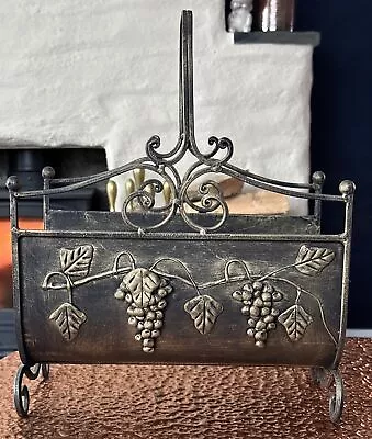 Metal Magazine Rack Fireplace Log Holder Grape Design  • £25