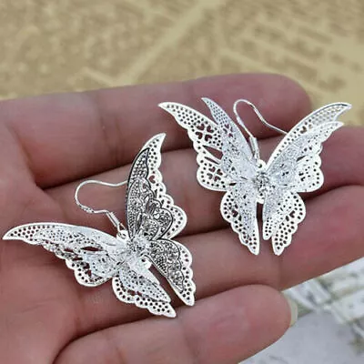 Elegant 925 Sterling Silver Charm New Women Fashion Butterfly Style 2  Earrings • $15.74