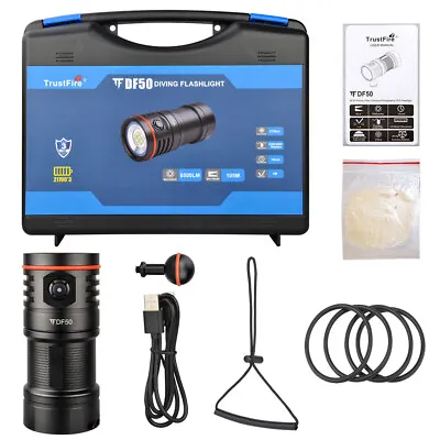 Trustfire DF50 6500LM Scuba Diving Lights Video Flashlight Underwater 70M Torch  • $84.59