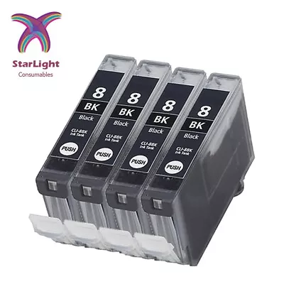 4 Black Ink Cartridge CLI8-BK Compatible With Canon Multipass MP500 MP510 MP600 • £4.99