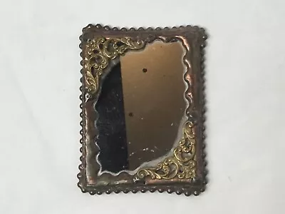 Vintage Brass/copper Frame Hand/pocket Mirror With Green Glass Back • $19.50