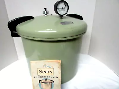 Vtg 1970's Sears Avocado Green 409A  22 Qt Pressure Cooker 620-51010 Complete • $149