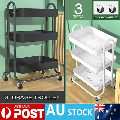 3 Tier Kitchen Trolley Storage Cart Rack Vegetable Fruit Baskets Shelf Holder AU • $38.95
