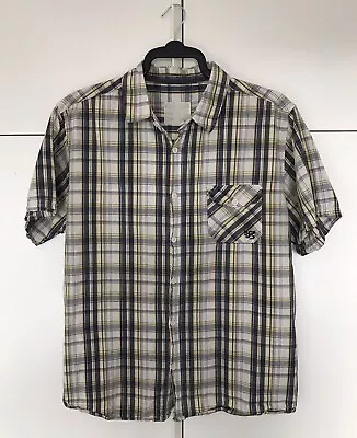 Mens Check Shirt XL Kangaroo Poo Short Sleeve Chequered Causal 100% Cotton • £10.50