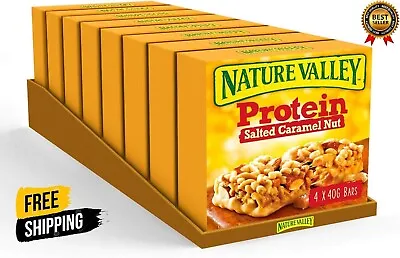 Nature Valley Protein Salted Caramel Nut Gluten Free Cereal (32 Bars)Pack Of 8 • £25.98