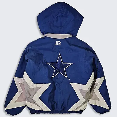 Dallas Cowboys Vintage 90s Starter Hooded Jacket - Blue Coat - Rare Star Logo • $244