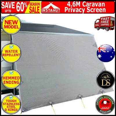4.6M Caravan Privacy Screens 1.95m Roll Out Awning End Wall Side Sun Shade Grey • $59.60