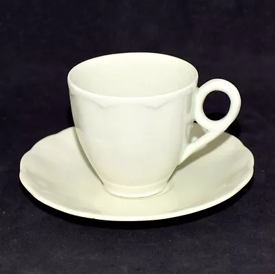 Vintage Grindley ALMOND PETAL Demitasse Cup & Saucer Duo  Green / C.1950s • $12