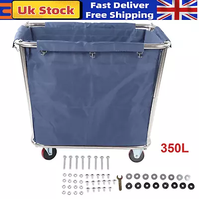 Laundry Trolley Durable Laundry Cart Rolling Clothes Commercial Laundry Basket • £85.50