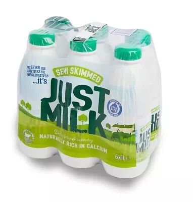 Candia Just Milk UHT Long Life Semi-Skimmed Fresh Milk - Pack Of 6 X 1L Bottles • £12.49