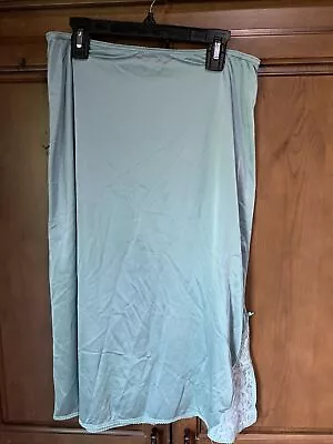 Vintage Maidenform Sweet Nothings Blue Slip With Lace Slit And Bow 27” MED Silky • $2.50