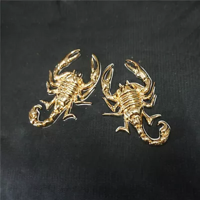 1 Pair Of Golden Chrome Scorpion Metal Emblem Badge Sticker Decal Motors Edition • $14.99