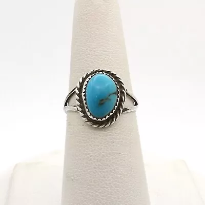 Sterling Silver Turquoise Southwestern Ring Split Shank Vintage Sz7 • $56.05