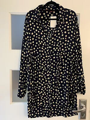 Tigerlily Long Sleeve Navy Blue Polka Dot Shirt Dress Size 10 • $30