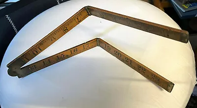 Vintage Boxwood & Brass 2-Fold 24  Rule Ruler John Rabone & Sons • $12.45