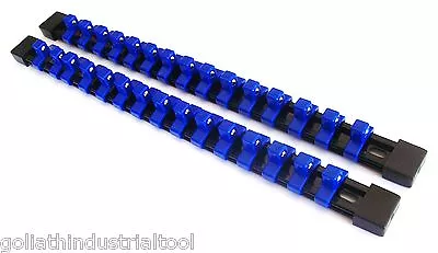 2 Goliath Industrial 3/8  Abs Mountable Socket Rail Holder Organizer Blue Sh38bb • $11.99