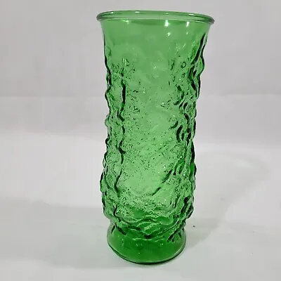 E.O. Brody Co. Emerald Green Crinkle Glass Flower Vase Vintage Art Deco • $14