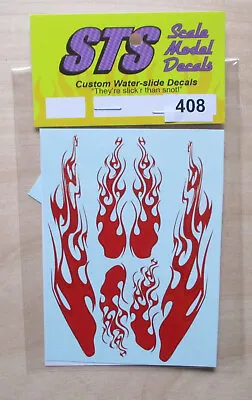 Flames RED 1:24 1:25 Scale STS 408 Model Decals Watersliding • $3.95