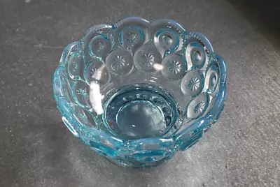 Vintage LE Smith Light Blue Opalescent Moon And Stars Small Footed Bowl/Berry • $10