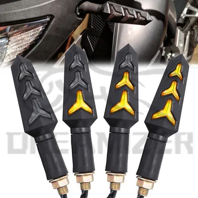 4X Motorcycle LED Turn Signals Amber Flowing Lights For Honda CBR300R CB1000R • $17.35