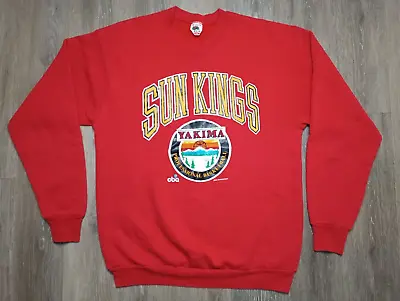 Yakima Sun Kings Sweatshirt Vtg CBA 1990s Basketball Team RARE Red Crewneck XL • $99.99