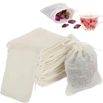 £9.14 • Buy 50Pcs Cotton Muslin Bags Drawstring Bag Reusable Mesh Tea Coffee Filter Bags