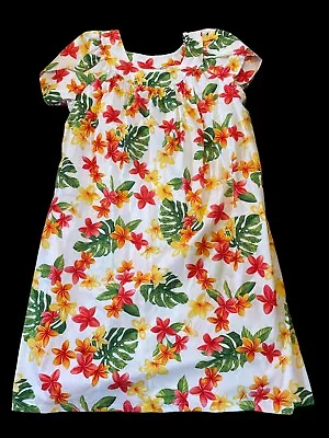 Vintage Puanani Made In Hawaii Plus Size 1X  Floral MuMu Kaftan Cotton Dress • $29.99