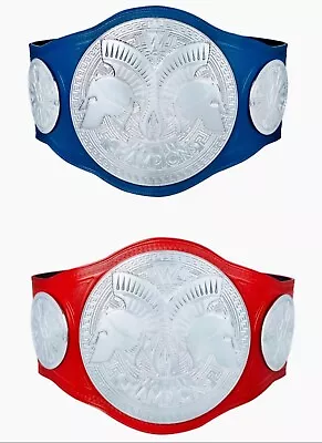 Tag Team Blue & Red World Wrestling Championship Replica Title Belt Adult 2mm • $279.99