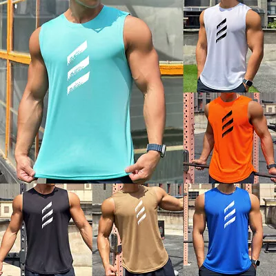 Men Gym Muscle Singlets Workout Tank Top Bodybuilding Fitness Sleeveless T Shirt • $7.49