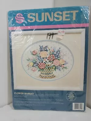 Vintage Dimensions Sunset Counted Cross Stitch Kit Flower Basket 13549 • $24.99