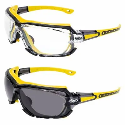 Octane Motorcycle Riding Safety Glasses Yellow Gasket 1 Clear And 1 Smoke Lens • $30.99