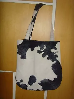 BLACK AND CREAM  COW  ANIMAL PRINT  VELVET  14cm Tote SHOPPER MAGNETIC    BAG • £14.99