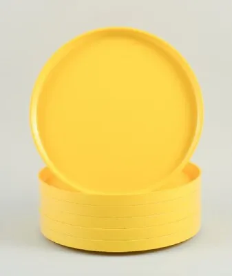 Massimo Vignelli For Heller Italy. A Set Of 6 Dinner Plates In Yellow Melamine. • $300