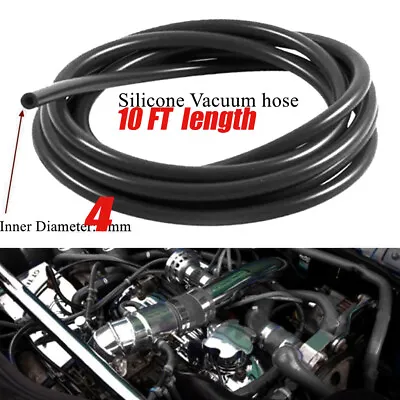 $12.33 • Buy 10 FT 4MM(1/8 ) Inch Silicone Air Vacuum Hose/Line/Pipe/Tube  Black Fit Jeep
