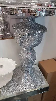 £69.95 • Buy Silver Venetian Mirrored Table Modern Flower Stand Bed Side Lamp Romany Mosaic