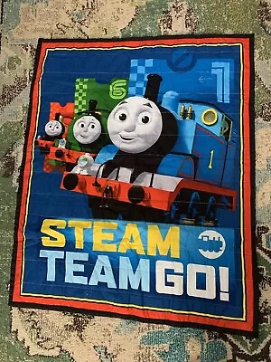 THOMAS THE TRAIN Blue Toddler Blue Blanket Crib Baby Quilt 40 X 32 • $12