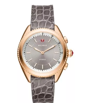 Michele $495 Hybrid Smart Rose Gold Gray Band Swiss Watch Mww05d000014 • $329.99