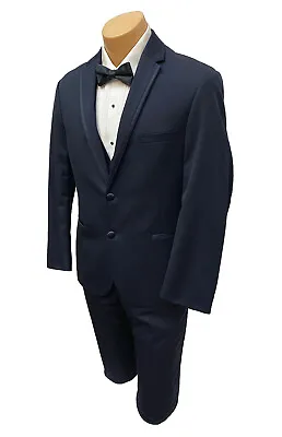 Men's Michael Kors Fantasy Midnight Blue Tuxedo W Pants & Vest Slim Fit 40R 34W • $79.95