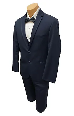 Men's Michael Kors Fantasy Midnight Blue Tuxedo W Pants & Vest Slim Fit 42R 35W • $79.95