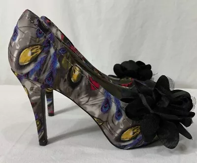 Dolce By Mojo Moxy Size 8M Open Toe Peacock Multicolor High Heels Sexy • $16.75