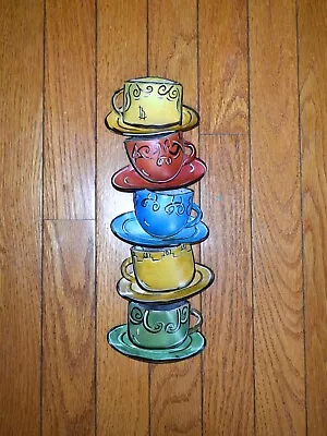 Vtg Joy Alldredge Coffee Cups Kitchen Wall Decor Metal Colorful • $48