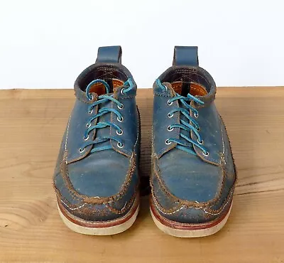 Yuketen Blue Waxed Leather Maine Guide Moccasin Toe Ankle Boot Size 11 • $150