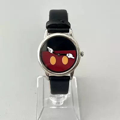 Disney Watch Mickey Mouse Parts Round 30MM Dial Black Band NEW BATTERY WORKS • $19.99