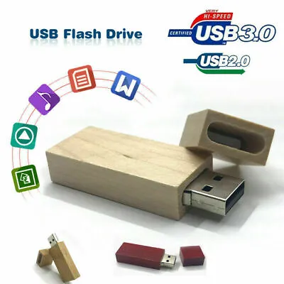 USB Memory Stick 2.0/3.0 64GB 32GB 16GB 8GB Bamboo Wooden Flash Drive Pendrive • £6.95