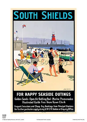 South Shields Vintage Railway Poster Travel Holiday Print Advertising Art  • £24.99